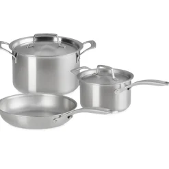Le Creuset Inox Essential Set Pentole e Padelle In Acciaio Inox Set 3 Pz