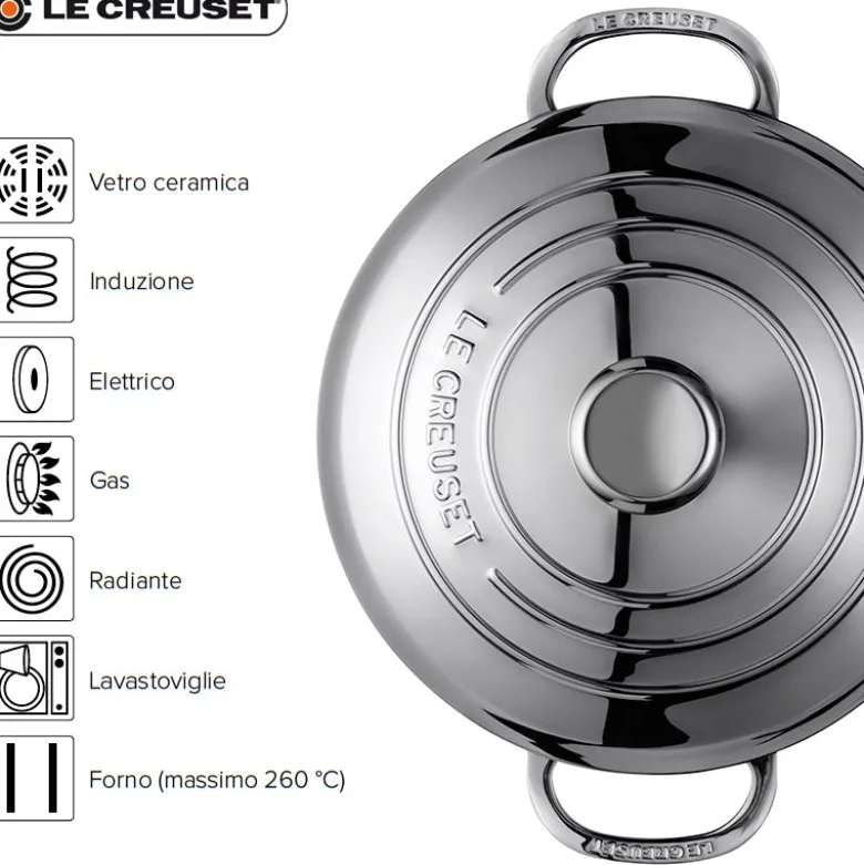 Le Creuset Inox Evolution Casseruola Alta In Acciaio Inox Con Coperchio