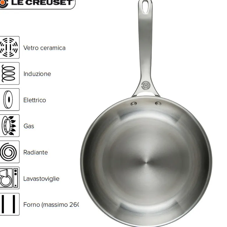 Le Creuset Padella Alta In Acciaio Inox