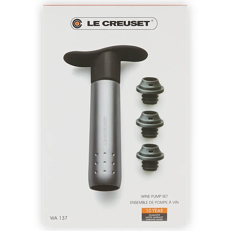 Le Creuset WA-137 Pompa Sottovuoto Per Vino Con 3 Tappi e Soft Grip