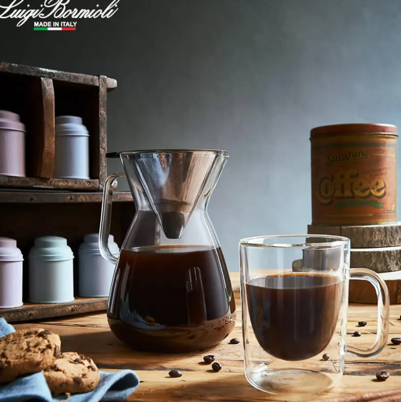 1 Litro - Bormioli Luigi Thermic Glass Caffettiera Con Filtro in Vetro Borosilicato