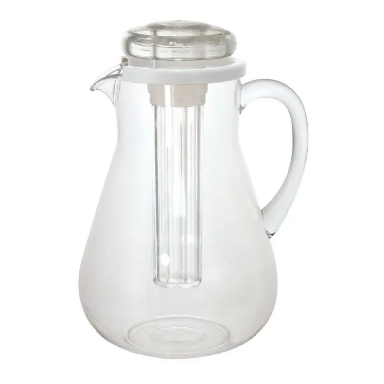 2 Lt - Ilsa Crystal Smeralda Caraffa In Policarbonato Con Coperchio E Rinfrescatore