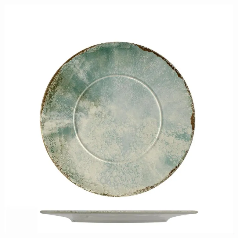 Mesa Ceramics Matcha Piatto Piano Con Falda Decorato In Gres porcellanato Set 6 Pz
