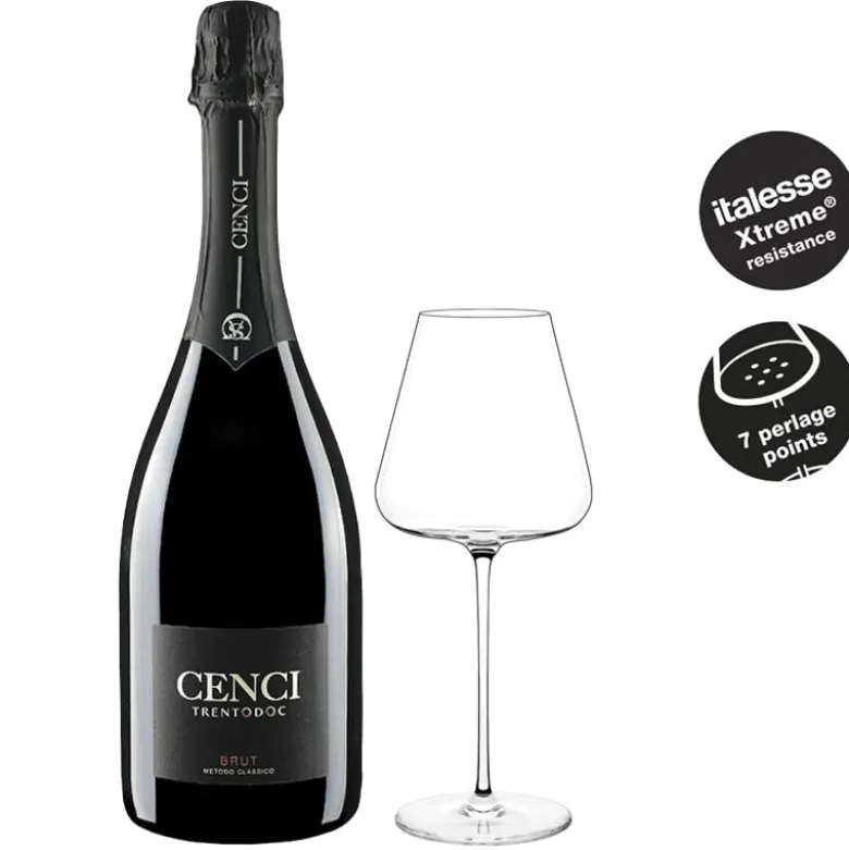 Metodo Classico Trento DOC Cantina Cenci Trentino - Set 2 Calici Italesse Etoile Sparkle 48 cl