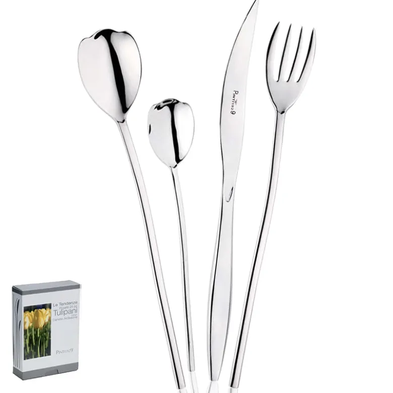 Pintinox Tulipani Servizio Posate In Acciaio Inox - Set 24 Pz