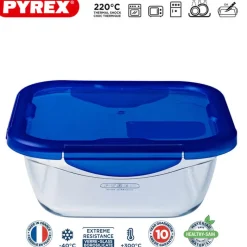 Pyrex Cook & Go Contenitore Per Alimenti Ermetico Quadrato In Vetro Borosilicato
