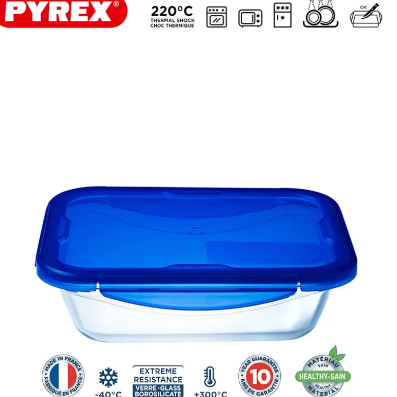 Pyrex Cook & Go Contenitore Per Alimenti Ermetico Rettangolare In Vetro Borosilicato