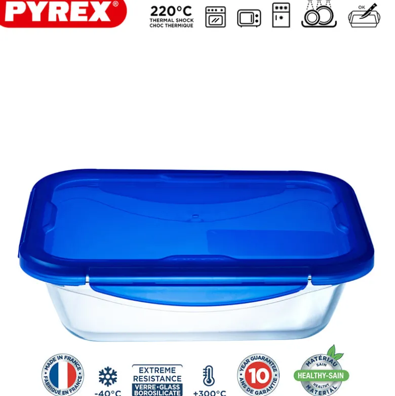 Pyrex Cook & Go Contenitore Per Alimenti Ermetico Rettangolare In Vetro Borosilicato