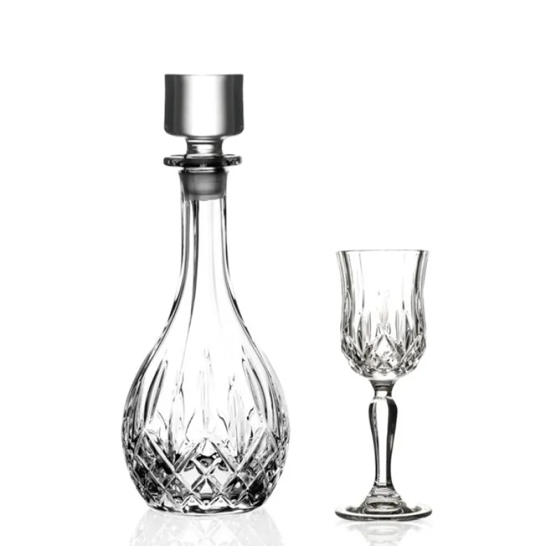 RCR Opera Set Liquore Bottiglia Con Calici in Vetro - Set 7 Pezzi