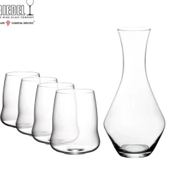Riedel Steamless Wings Set Calici e Decanter Cabernet in Vetro - Set 5 Pezzi