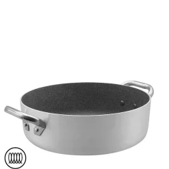 SharkSkin Casseruola Bassa In Alluminio Antiaderente Induzione Con 2 Maniglie Acciaio Inox