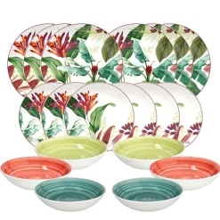 Tognana Madison Tropicalia Servizio Piatti Decorato In Porcellana Set 18 Pz