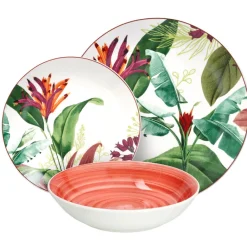 Tognana Madison Tropicalia Servizio Piatti Decorato In Porcellana Set 18 Pz