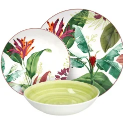 Tognana Madison Tropicalia Servizio Piatti Decorato In Porcellana Set 18 Pz