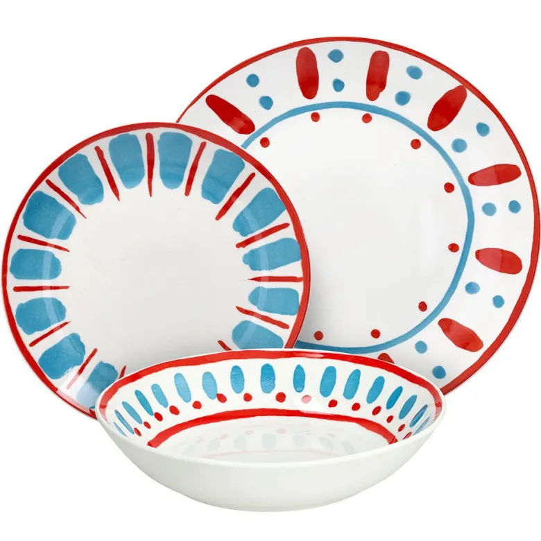 Tognana Madison Vietri Servizio Piatti In Porcellana Decorata - Set 18 Pz