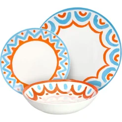 Tognana Madison Vietri Servizio Piatti In Porcellana Decorata - Set 18 Pz