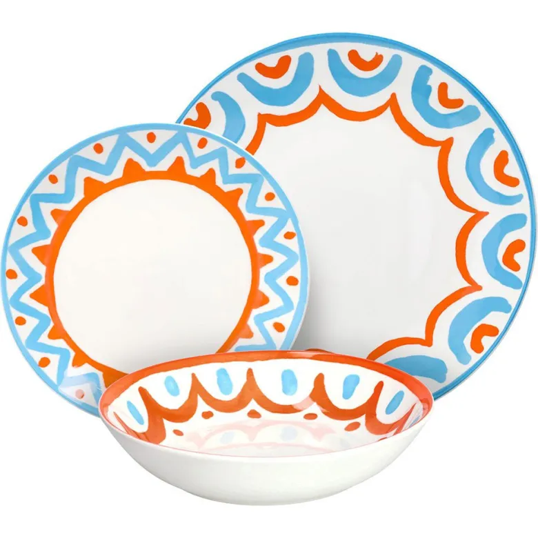 Tognana Madison Vietri Servizio Piatti In Porcellana Decorata - Set 18 Pz