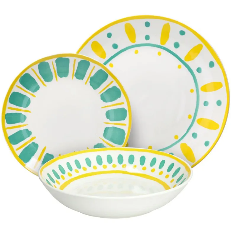 Tognana Madison Vietri Servizio Piatti In Porcellana Decorata - Set 18 Pz