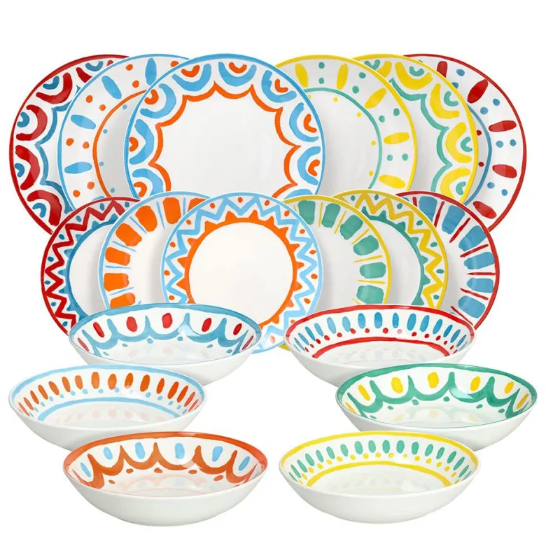 Tognana Madison Vietri Servizio Piatti In Porcellana Decorata - Set 18 Pz