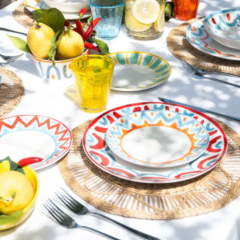 Tognana Madison Vietri Servizio Piatti In Porcellana Decorata - Set 18 Pz