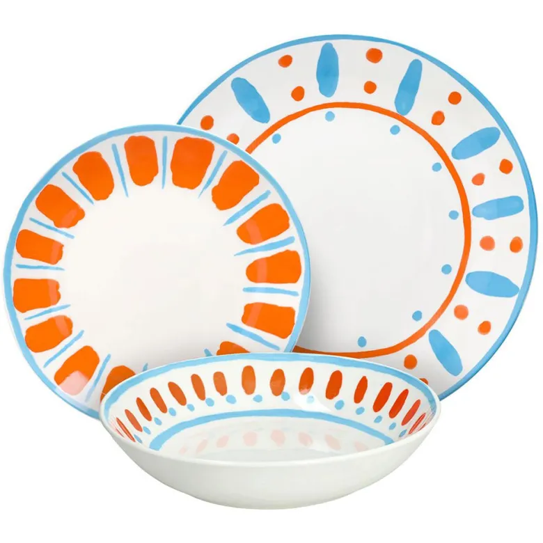 Tognana Madison Vietri Servizio Piatti In Porcellana Decorata - Set 18 Pz