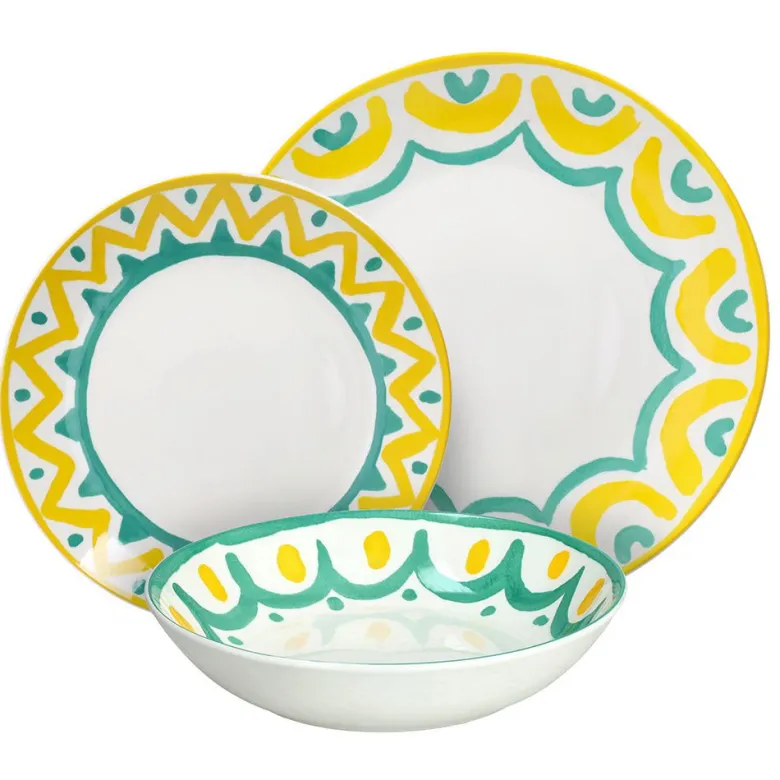 Tognana Madison Vietri Servizio Piatti In Porcellana Decorata - Set 18 Pz
