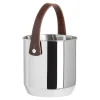 Ø 19 x 19.5 cm - Abert Cacao 18-10 Stainless Steel Bottle Bucket with Faux Leather Handle