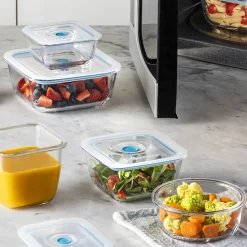 18x18 cm - Bormioli Rocco Frigoverre Smart Contenitore Per Alimenti Quadrato Con Valvola Salva Freschezza In Vetro
