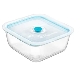 18x18 cm - Bormioli Rocco Frigoverre Smart Contenitore Per Alimenti Quadrato Con Valvola Salva Freschezza In Vetro