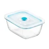 18x14 cm - Bormioli Rocco Frigoverre Smart Contenitore Per Alimenti Rettangolare Con Valvola Salva Freschezza In Vetro