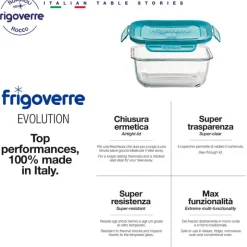 12x12 cm - Bormioli Rocco Frigoverre Evolution Contenitore Per Alimenti Ermetico In Vetro Temperato