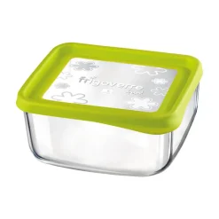19x19 cm - Bormioli Rocco Frigoverre Fun Contenitore Per Alimenti Quadrato In Vetro