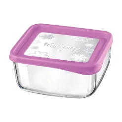 19x19 cm - Bormioli Rocco Frigoverre Fun Contenitore Per Alimenti Quadrato In Vetro