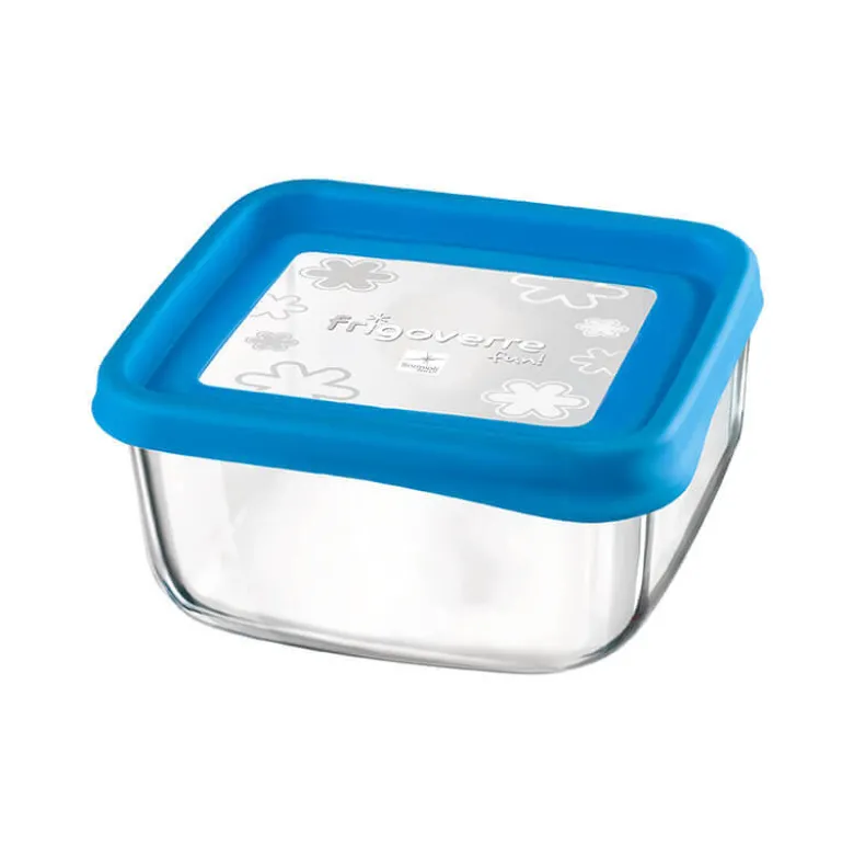 15x15 cm - Bormioli Rocco Frigoverre Fun Contenitore Per Alimenti Quadrato In Vetro