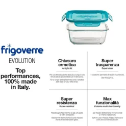 18x18 cm - Bormioli Rocco Frigoverre Evolution Contenitore Per Alimenti Ermetico In Vetro Temperato