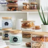 10x10 cm - Bormioli Rocco Frigoverre Bamboo Contenitore Per Alimenti Quadrato In Vetro Con Tappo Bambù