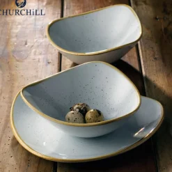 18.5x18.5 cm - Churchill Stonecast Piatto Fondo Triangolare In Porcellana Vetrificata