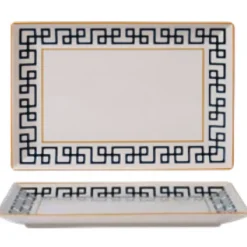30x20 cm - Dedalo PIatto Vassoio Rettangolare In Porcellana - Set 6 Pz