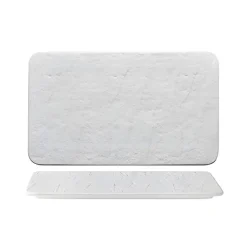 30x20 cm - Erosion PIatto Vassoio Rettangolare In Porcellana - Set 3 Pz