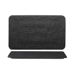 30x20 cm - Erosion PIatto Vassoio Rettangolare In Porcellana - Set 3 Pz