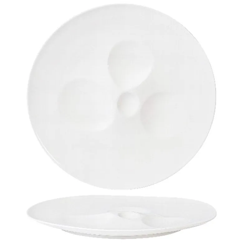 26x26.5 cm - Essentia Magnesium Moon Piatto Presentazione Irregolare In Porcellana - Set 2 Pz