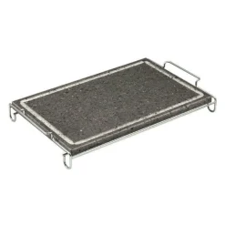 25x40 cm - Ilsa Invito Maxi Pietra Lavica Rettangolare Con Supporto In Acciaio Inox