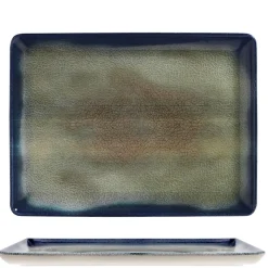 35x26 cm - Kutahya Porselen Arizona Piatto Vassoio Rettangolare In Porcellana - Set 6 Pz