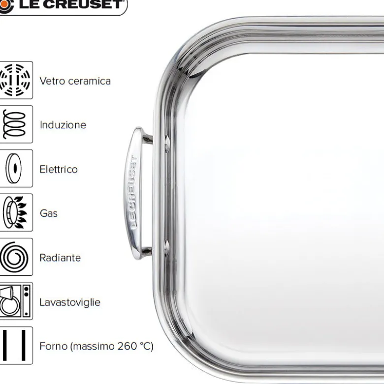 26x26 cm - Le Creuset Teglia Quadrata In Acciaio Inox