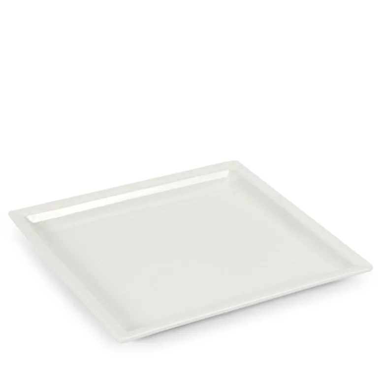 26.5x26.5 cm - Lioness Justwhite Piatto Piano In Porcellana - Set 4 Pz