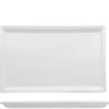 36x22 cm - Lioness Justwhite Piatto Presentazione Rettangolare In Porcellana - Set 3 Pz