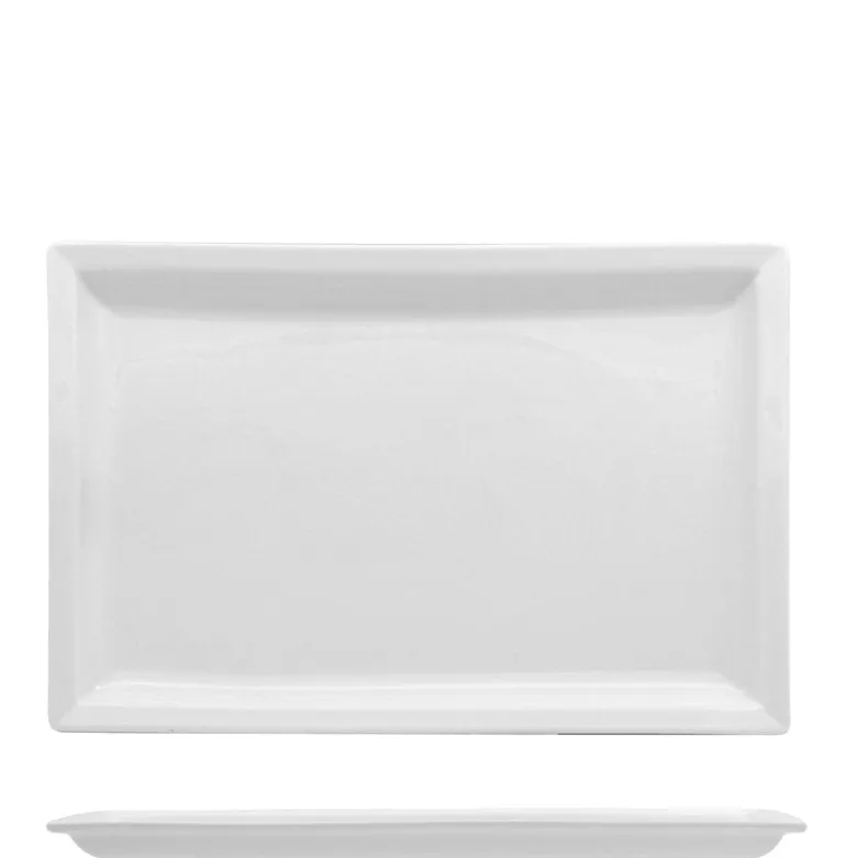 27x18 cm - Lioness Justwhite Piatto Presentazione Rettangolare In Porcellana - Set 4 Pz