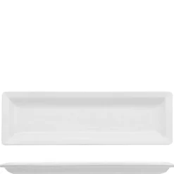 26.7x8.7 cm - Lioness Justwhite Piatto Vassoio Rettangolare In Porcellana - Set 6 Pz