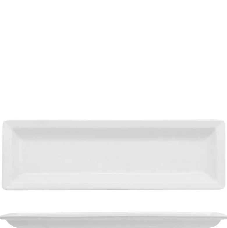 26.7x8.7 cm - Lioness Justwhite Piatto Vassoio Rettangolare In Porcellana - Set 6 Pz