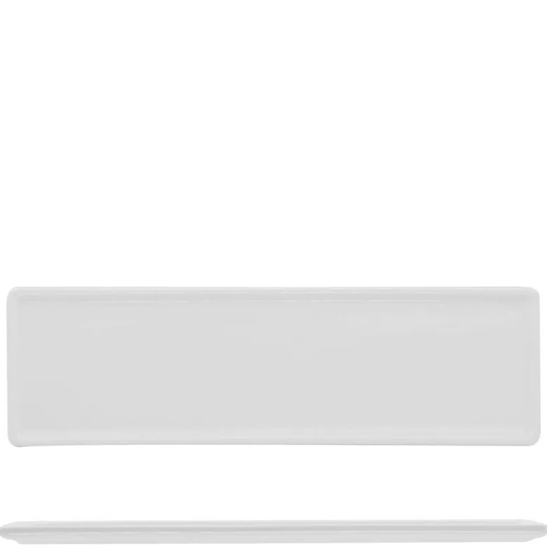 35.2x8.2 cm - Lioness Justwhite Piatto Vassoio Rettangolare In Porcellana - Set 6 Pz